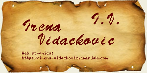 Irena Vidačković vizit kartica